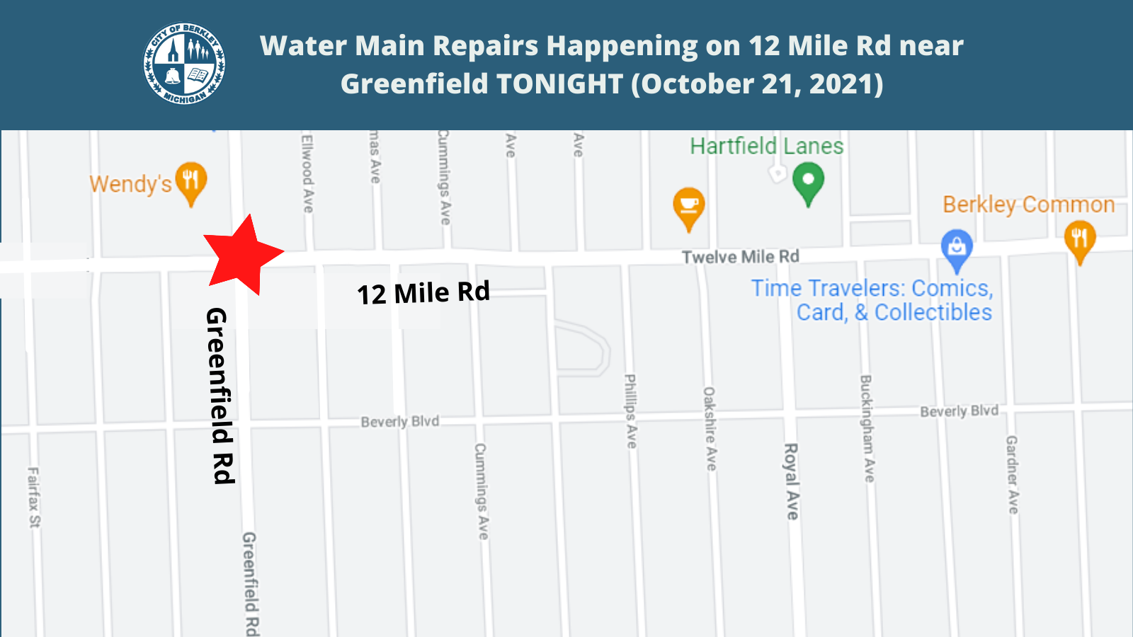 Water Main Repair on 12 Mile near Greenfield